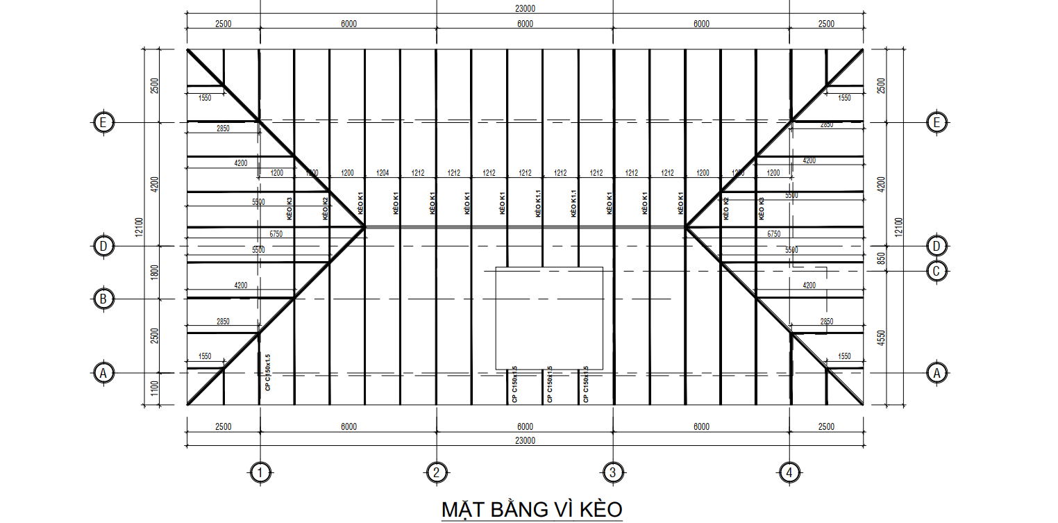 bản vẽ kèo thép ngói địa trung hải
