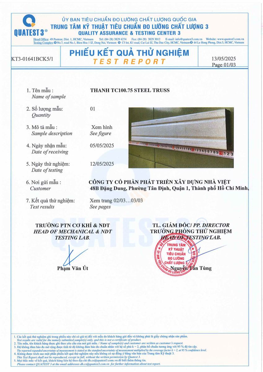kiểm định sản phẩm steeltruss