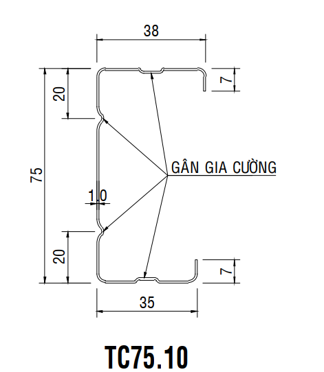 thông số kỹ thuật thanh cầu phong tc75.10 steeltruss